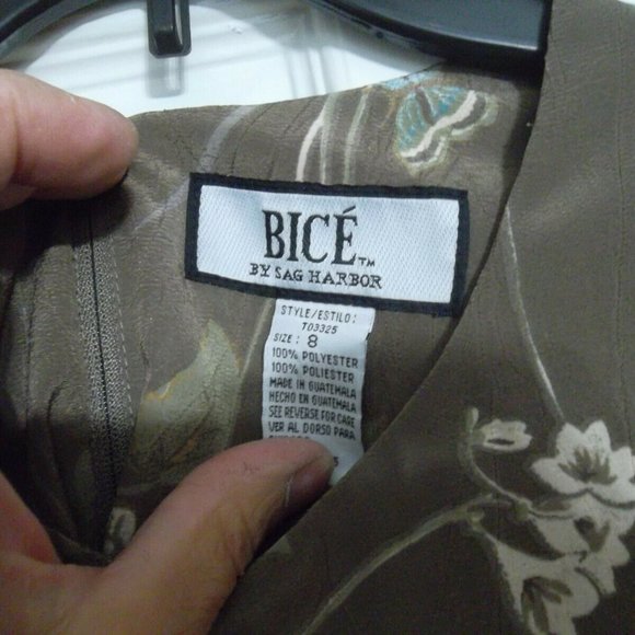 SAG HARBOR Sleeveless Taupe Dress with Flowers. Size 8 - Picture 3 of 3